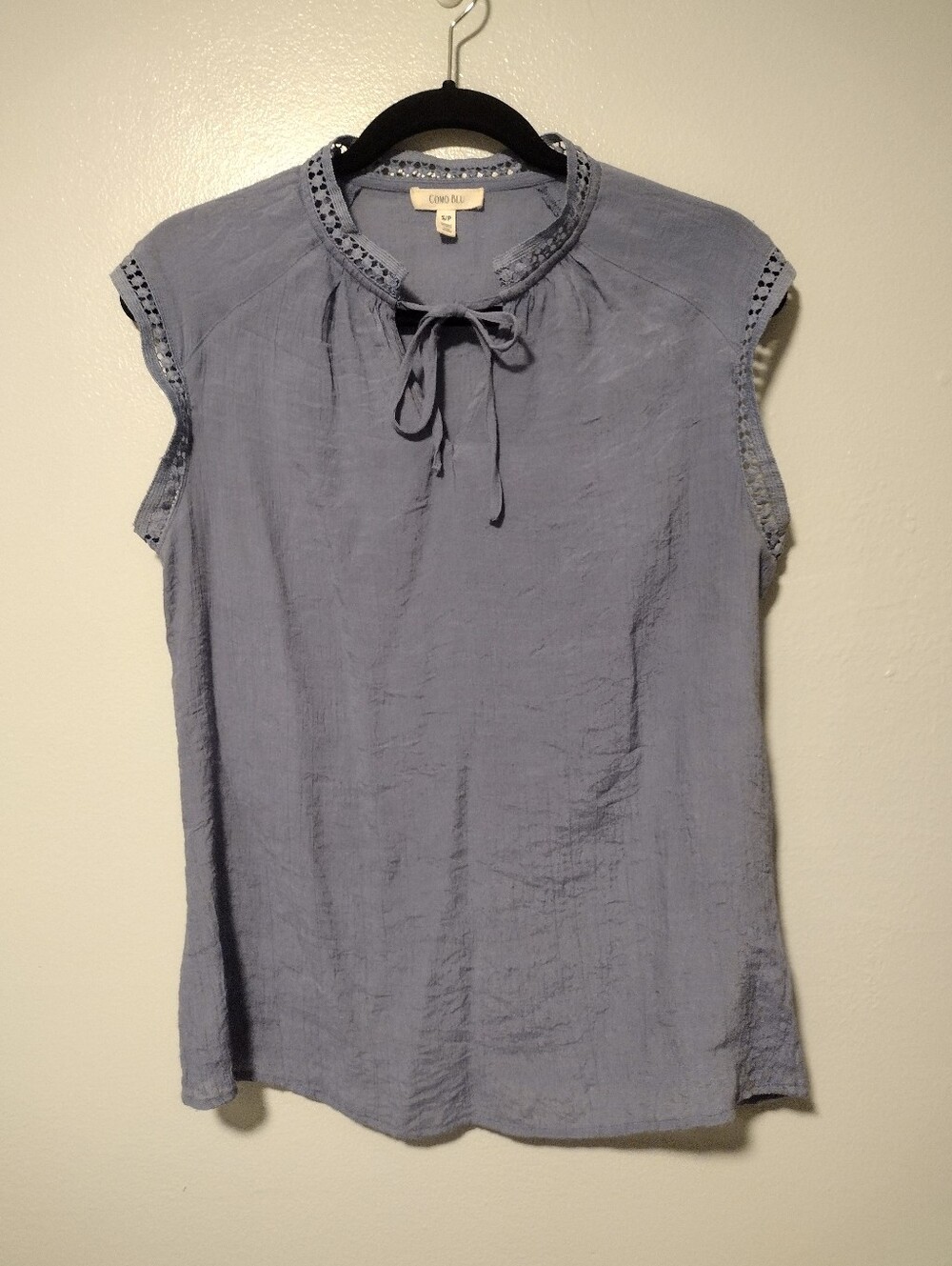 Como Blu Sleeveless Ruffle Peasant Blouse